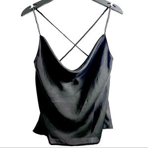 Zara Rhinestone Spaghetti Strap Camisole Top Black Size Medium